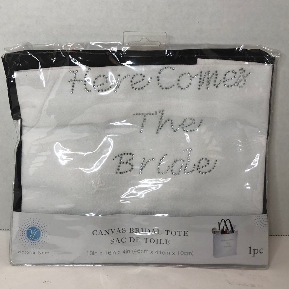 Darice Canvas Bridal Tote Here Comes The Bride